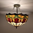 thumbnail image 1 of Tiffany Ceiling Lights Stained Glass Red Tulips LED Bulbs Included for Bed Room Living Room Entryway16"W*16"D*16"H, 1 of 7