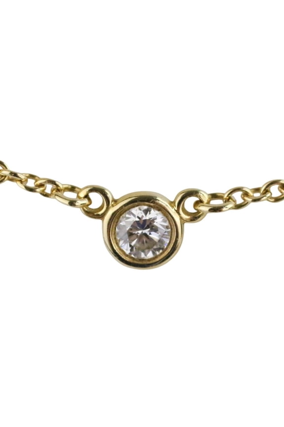 Pre-Owned Tiffany & Co. 750 K18 By the Yard Diamond Necklace in Yellow Gold for Women (Good)
