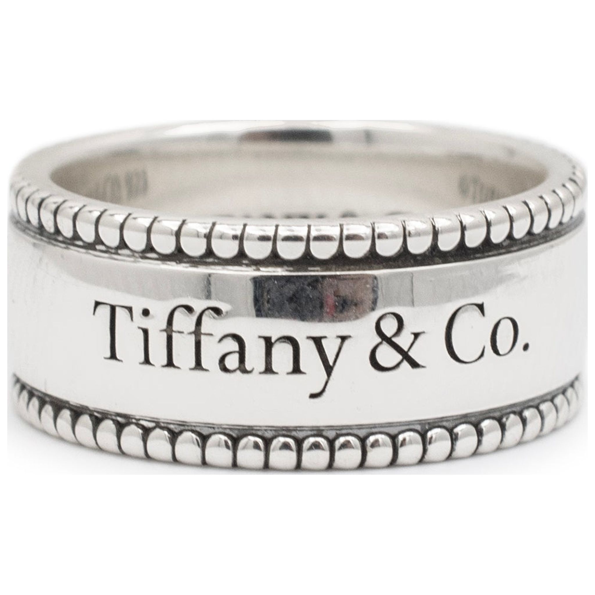 Tiffany & Co. 925 Sterling Silver Beaded Edge Wedding Band Ring