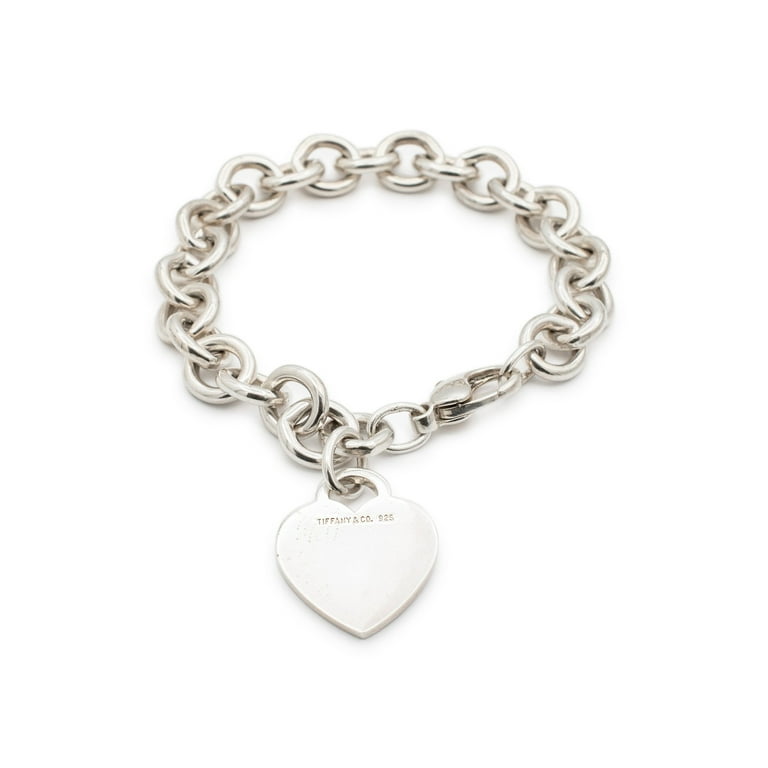 Sterling Silver Heart Tag Charm Bracelet