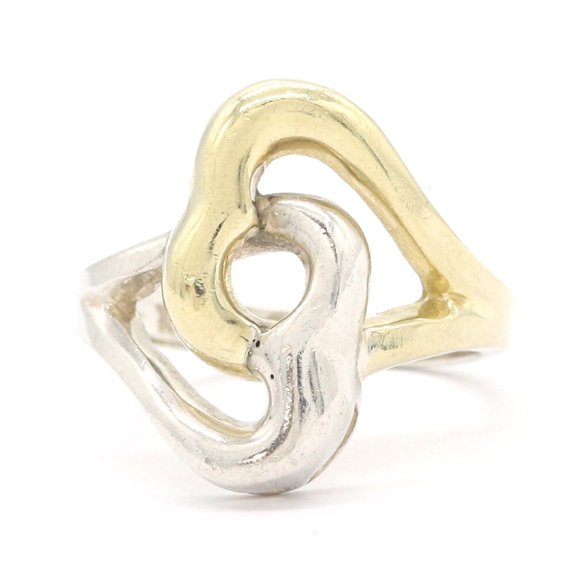Pre-Owned Tiffany & Co. Double Heart Ring, Yellow Gold and Sterling Silver 925 Combination...