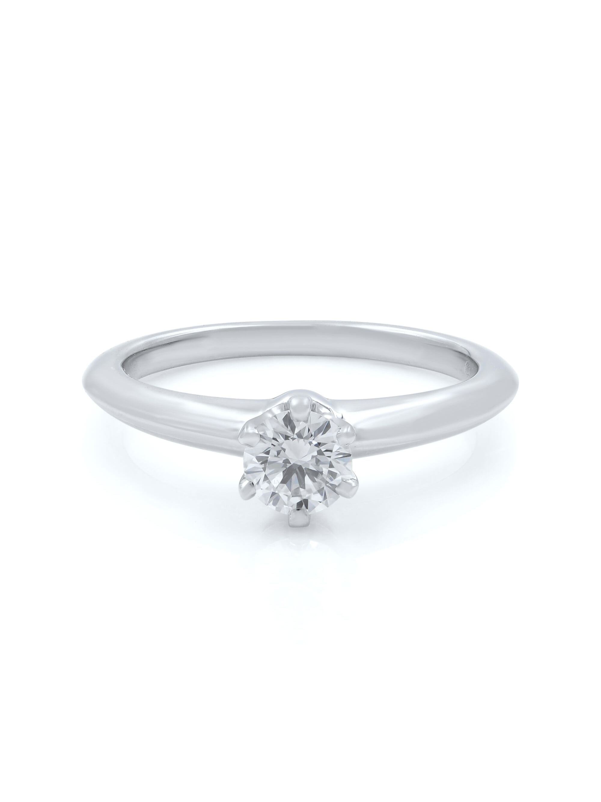 Tiffany Co Round Cut Solitaire Diamond Engagement Ring 0.30cttw Size 4
