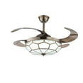 thumbnail image 1 of Tiffany Crystal Chandelier Lights Ceiling Fan Light Lamps Retractable W/ Remote, 1 of 24