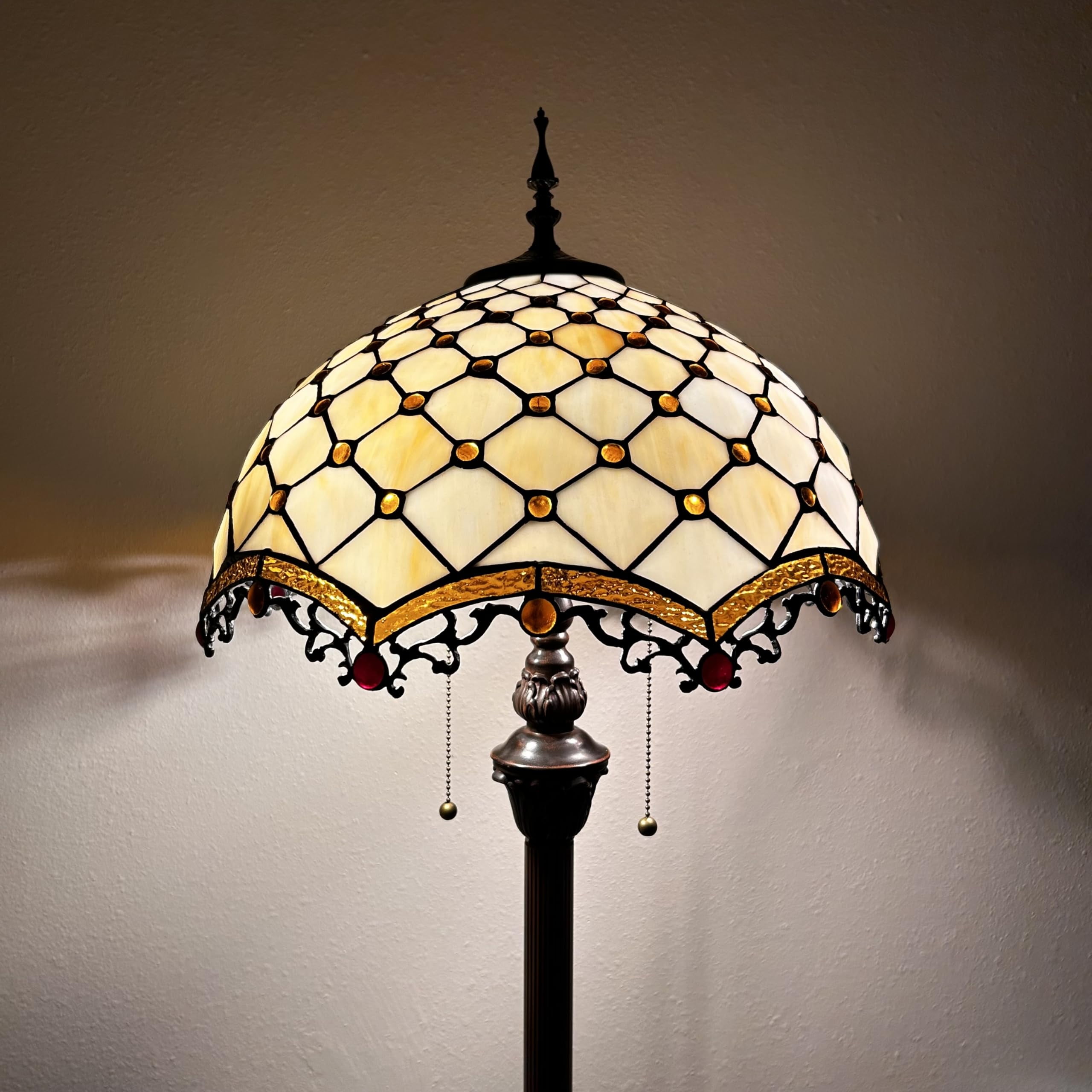 Enjoy Décor Lamps 64-Inch Tiffany 2-Light Floor Lamp with Stained Glass Bowl Shade