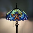 thumbnail image 1 of Tiffany Floor Lamp Blue Liaison Stained Glass LED Bulbs Included for Living Room Bedroom 16"W*16"D*64"H, 1 of 4