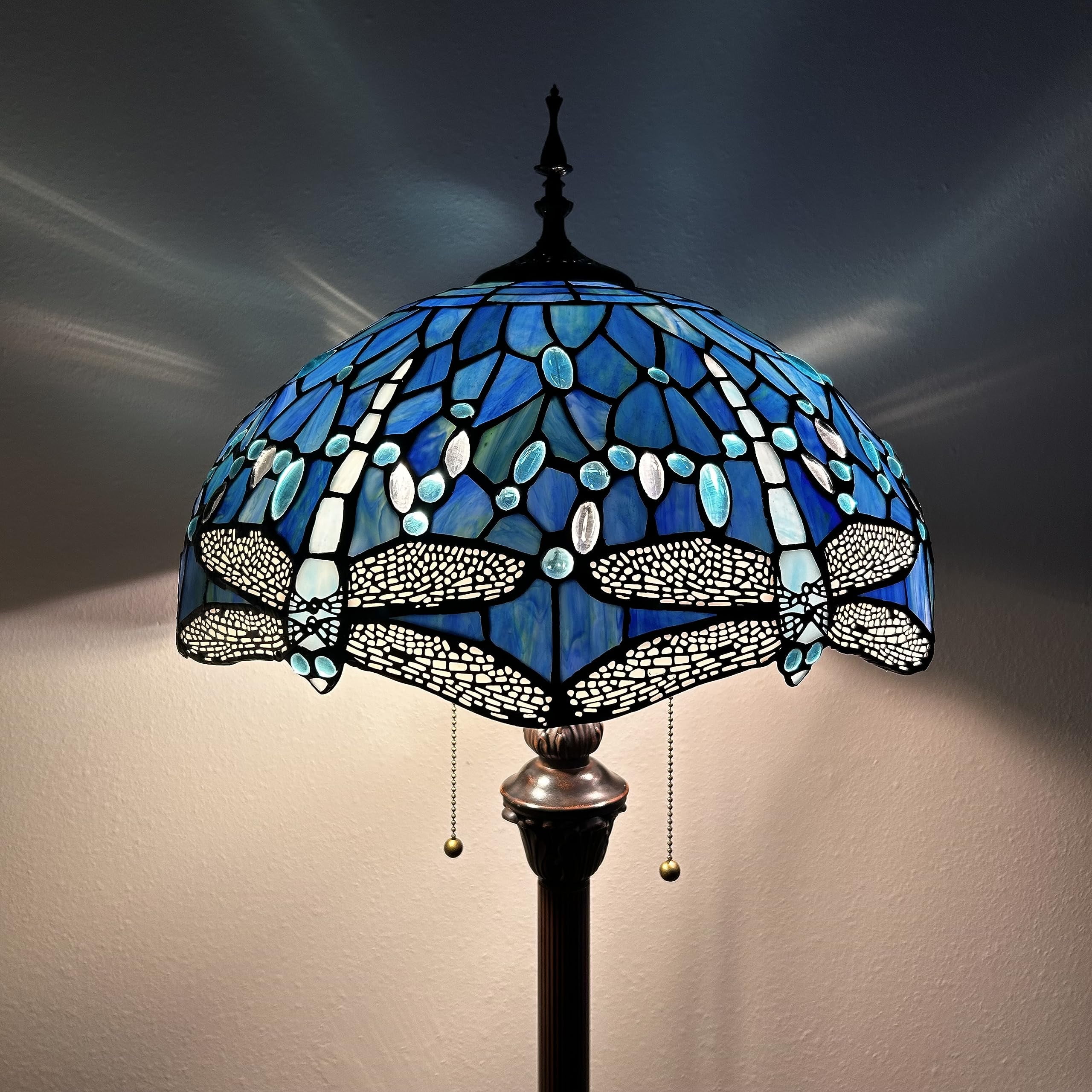 Enjoy Décor Lamps 64-Inch 2-Light Dragonfly Tiffany Style Floor Lamp ...