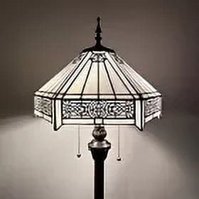 Enjoy Décor Lamps 64-Inch 2-Light Traditional Floor Lamp with Stained Glass Bowl Shade, White