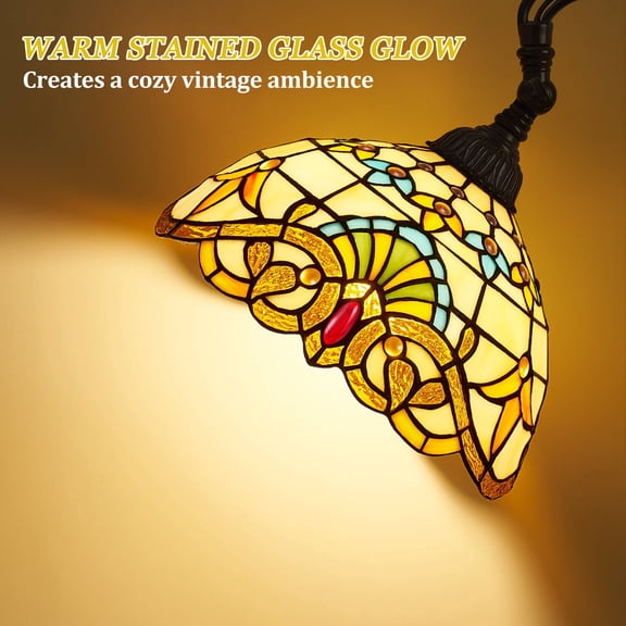 11 inch Stained Glass shade Floor Lamp with E26 socket,Foot Switch, Reading Light for Bedside Office