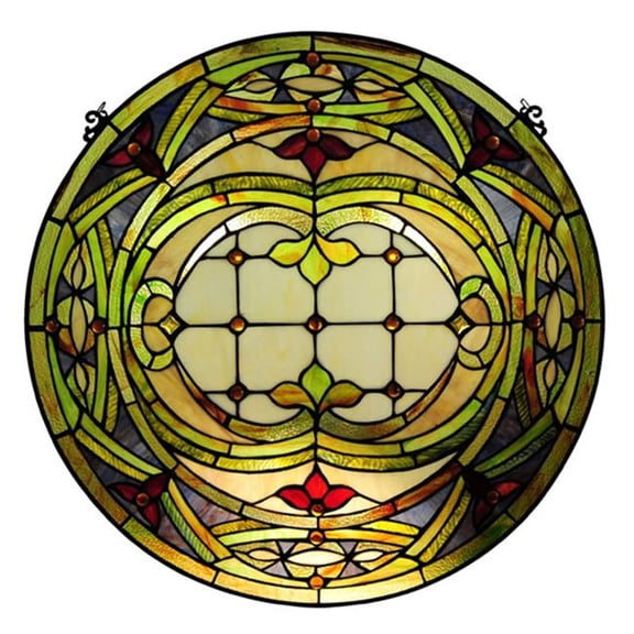 Tiffany Glass Float Design Window Panel - Multicolor - 24 in. - Unique Art Piece