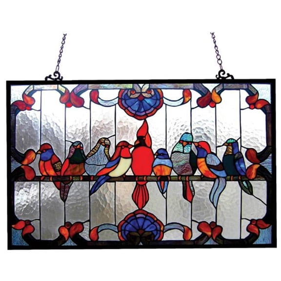 Tiffany Glass Window Panel - Multicolor - 32 x 20 in. - Indoor Decor - Stained Glass Art