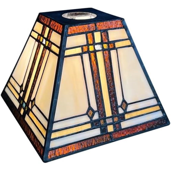 Tiffany Lamp Shade 7 Inches Wide Accessories Replacement Mission Cream Style Stained Glass Lampshade for Hanging Lamp Pendant Light Chandelier Wall Sconces Accent Lamp$$Tools & Hardware Other