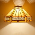 thumbnail image 1 of Tiffany Lamp Shade Replacement W12H6 Inch Yellow Stained Glass Mission Hexagon Style For Table Lamp Ceiling Fixture Pendant Light S011  Parent Lover Kid Bedroom Study Desk Bedside Nightstand, 1 of 5