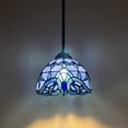 thumbnail image 1 of Tiffany Mini Hanging Baroque Style LED Bulb Included 8-Light Blue Stained Glass Pendant Lights, 1 of 5