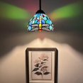 thumbnail image 1 of Tiffany Mini Hanging Blue Stained Glass Dragonfly 8-Light LED Pendant Lights with Stained Glass, 1 of 4