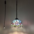 thumbnail image 1 of Tiffany Mini Hanging Lights Plug In Blue Purple Stained Glass Tulips LED Bulb 8”W*8”D*60”H, 1 of 7