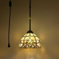 thumbnail image 1 of Tiffany Mini Pendant Lights Plug In Gold Stained Glass Baroque Style LED Bulb Included 8" W*8"D*60" H, 1 of 6
