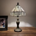 thumbnail image 1 of Tiffany Mini Table Lamp White Hexagon Stained Glass LED Bulb Included for Living Room Dining Room Bedroom Bedside 8" D*8" W*15" H, 1 of 6