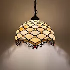 Tiffany Pendant Lights Beige Stained Glass 12-Light LED Bulb Included Fixture