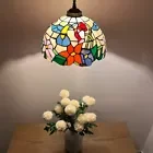 Tiffany Pendant Lights Fixture Stained Glass Hummingbird Flowers LED Bulb Included for Dining Room Hotel Restaurant Cafe 12"W*12"D*60"H