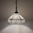 thumbnail image 1 of Tiffany Hexagon Stained Glass LED Pendant Light, 12-Light, White Fixture, 1 of 4