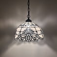 thumbnail image 1 of White Stained Glass Pendant Lights Baroque Style LED Bulb Included 12-Light Fixture, 1 of 5