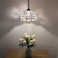 thumbnail image 1 of Tiffany Pendant Lights Fixture White Stained Glass Flowers LED Bulb Included for Dining Room Hotel Restaurant Cafe 12"W*12"D*60"H, 1 of 5