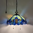thumbnail image 1 of Tiffany Pendant Lights Plug In Green Blue Stained Glass LED Bulb Included for Dining Room Hotel Restaurant Cafe 16"W*16"D*75"H, 1 of 8
