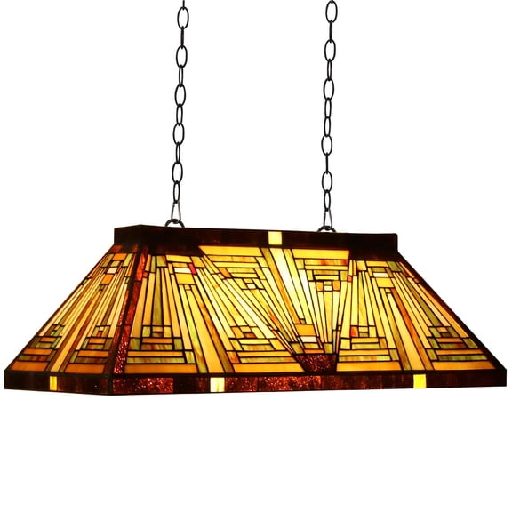 Tiffany Pool Table Lights Dining Room Kitchen Island Farmhouse Pendant Light 3-Light 28" Lampshade Antique Style