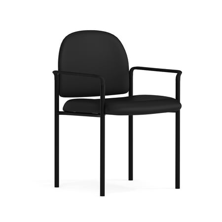 Flash Furniture Tiffany Stackable Side Reception Chair with Padded Armrests, Black