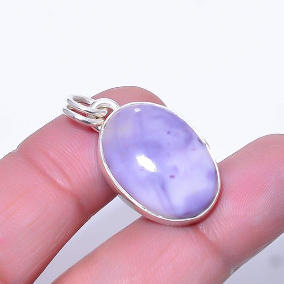 Tiffany Stone - Utah Gemstone 925 Sterling Silver Handmade Pendant 1.17" A318, Christmas Gift, Gemstone Silver Jewelry, Bertrandite Pendant, New Year