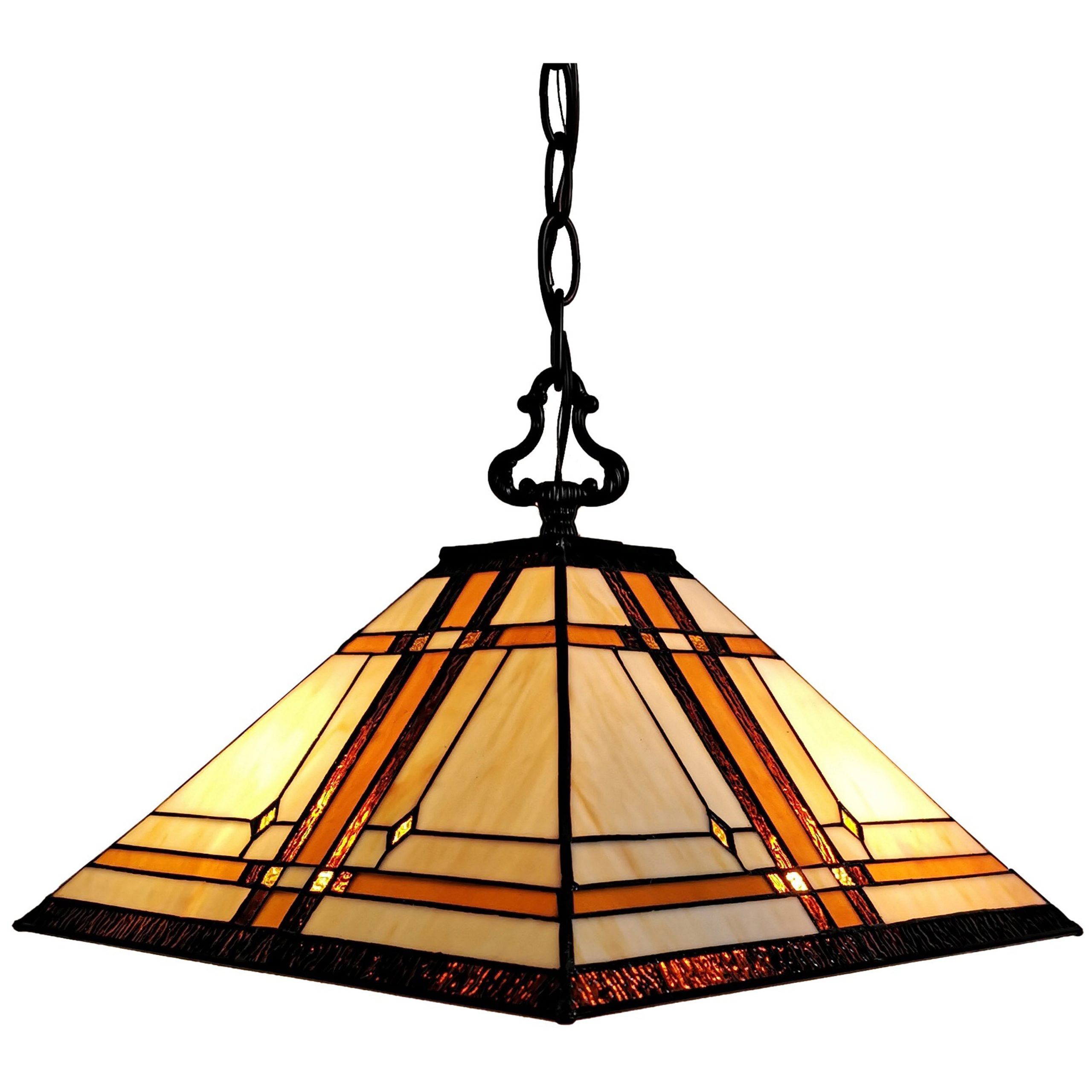Tiffany Style 18" Brown Stained Glass Pendant Lamp