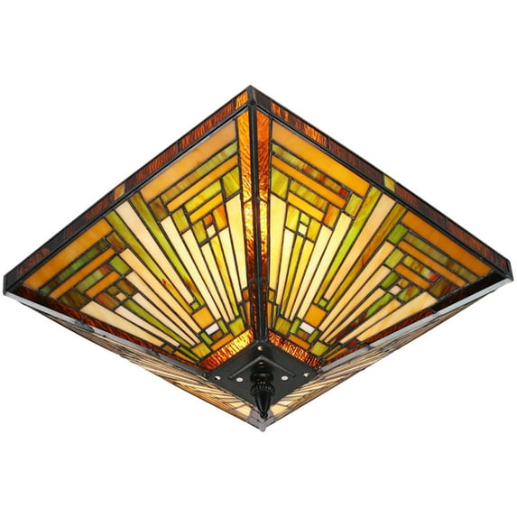 Tiffany Style 2-Light Stained Glass Vintage Chandelier