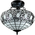 thumbnail image 1 of Tiffany Style 2 Light Vintage Semi-Flush Ceiling Lamp - 16" Wide, 1 of 4