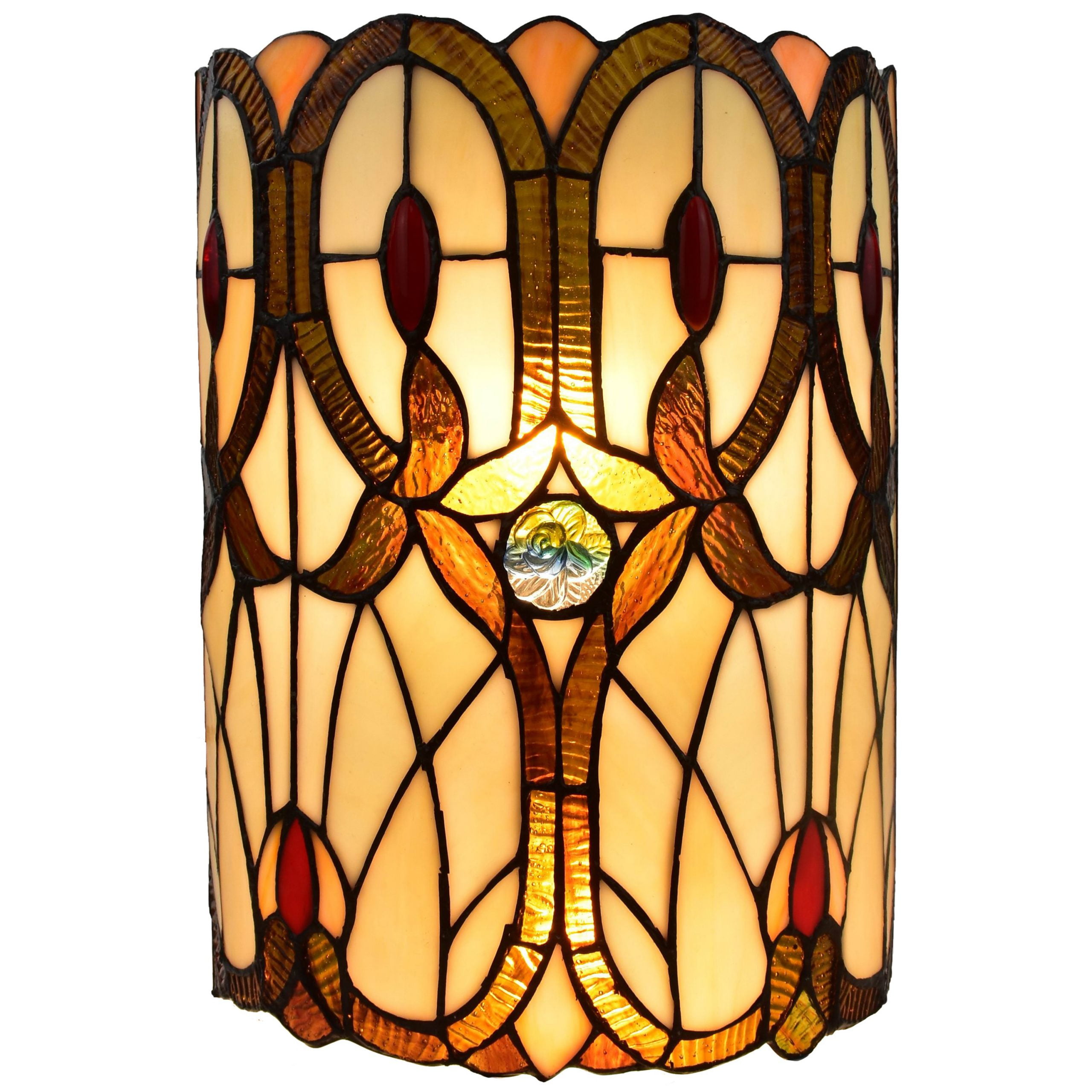 Antique Bronze Tiffany Style Stained Glass Wall Sconce