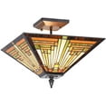 thumbnail image 1 of Tiffany Style Ceiling Light Fixtures 14” Wide Stained Glass Lamp Shade 2-Light Classical Mission Style Semi Flush Mount Ceiling Light, 1 of 6
