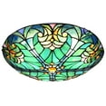 thumbnail image 1 of Tiffany Style Ceiling Light Fixtures 16” Wide Stained Glass Lamp Shade 2-Light Classical Victorian Style Semi Flush Mount Ceiling Light, 1 of 7