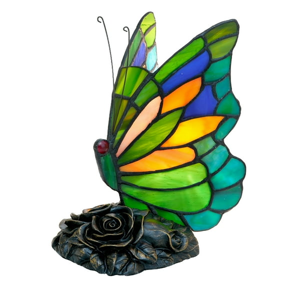 Tiffany Style Color Butterfly Table Lamp Stained Glass Small Butterfly  Night Light  Warmth Vintage Bedside Lamp For Bedrooms Dorm Cafe For Women Girlfriend Grandma Mother  Perfect Festival Gift