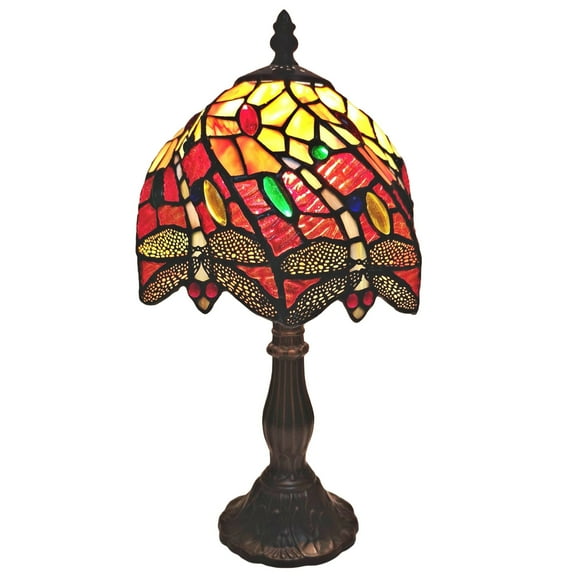 Tiffany Style Dragonflies Mini Table Lamp - 15" Tall