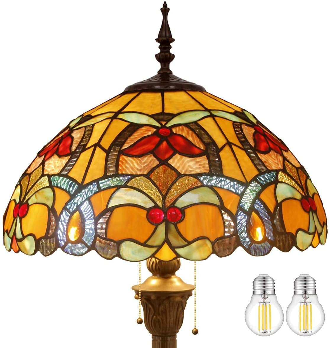 Tiffany Style Floor Standing Lamp W16H64 Inch(2LED Bulb Included ...