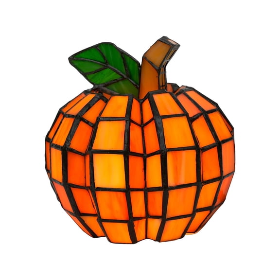 Tiffany Style Halloween Lamp, Resin Tiffany Pumpkin Table Lamp, Stained Glass Effect Bedside Lamp For Halloween Home Layout (E)