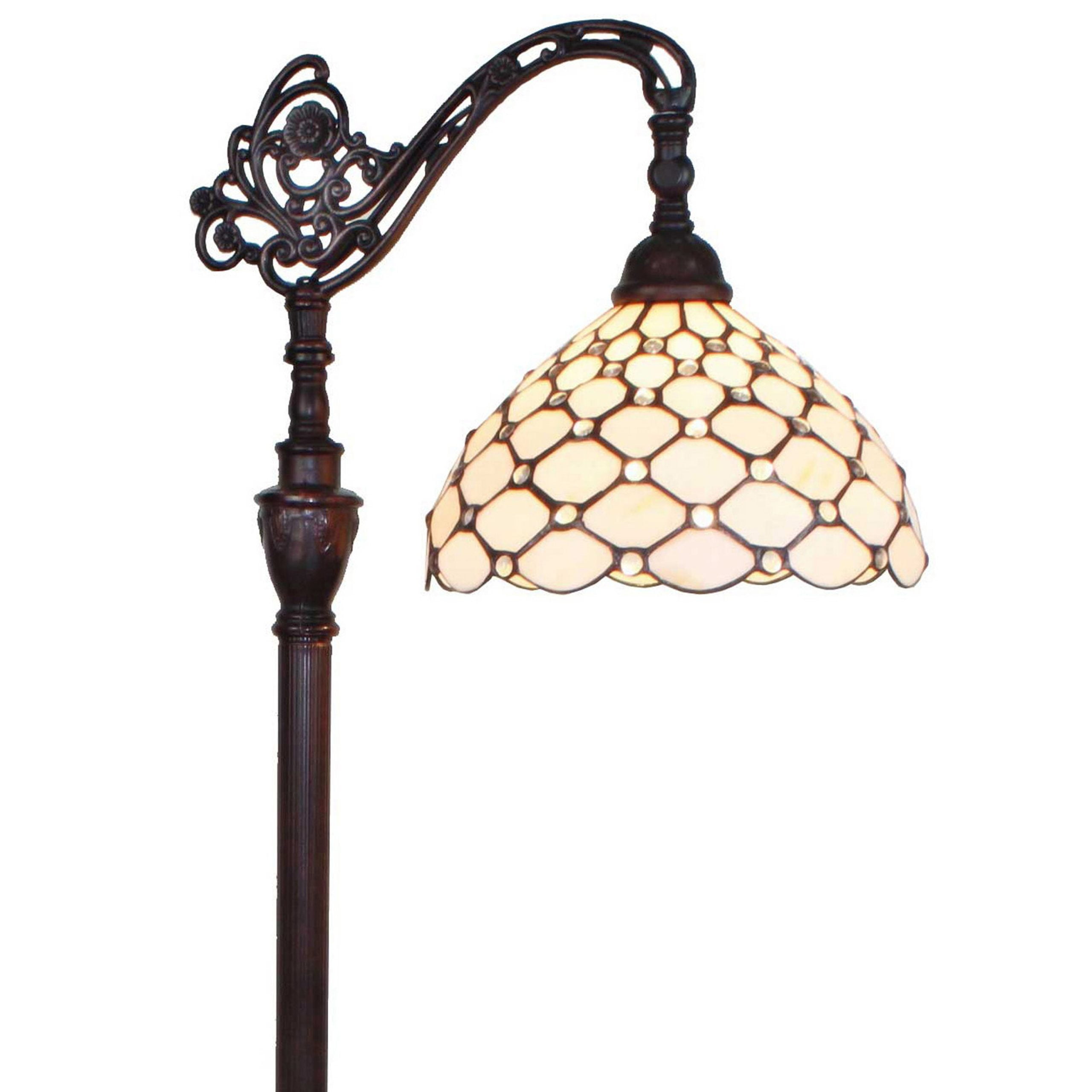 Bronze Arc Adjustable 62" Stained Glass Floor Lamp