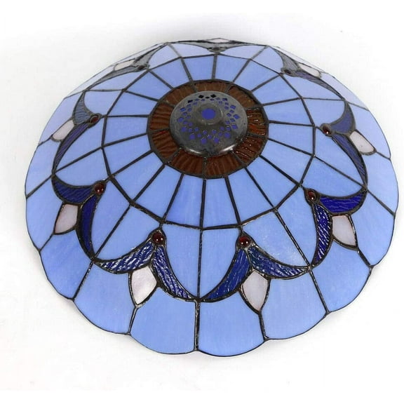 Tiffany Style LED Ceiling Lamp Fixture Flush Mount Light Glass Chandelier E27 12" Hanging Fixture Lamp Stained Glass Flush Mount Light Ceiling Light Chandelie US