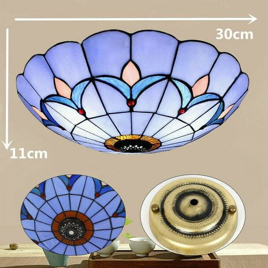 Tiffany Style LED Ceiling Light Stained Glass Flush Mount Lamp Shade Fixture
