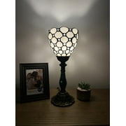 Tiffany Style Mini Torch Table Lamp White Stained Glass Crystal Beans Included LED Bulb 15H*6W