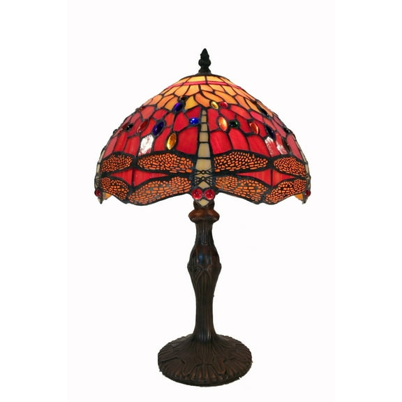 Tiffany Style Red Dragonfly Table Lamp