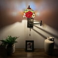 thumbnail image 1 of Tiffany Style Sconce Lamp Swing Arm Blue Stained Glass Dragonfly LED Bulb Included 13”W*8”D*15”H, 1 of 11
