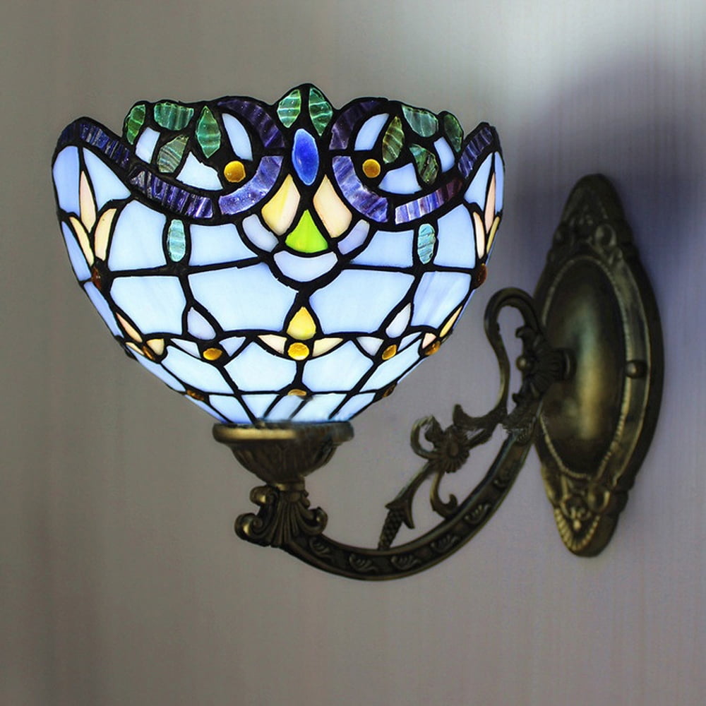 Tiffany Style Stained Glass Wall Sconce Single Wall Light Retro Wall Lamp Fixture Bedroom