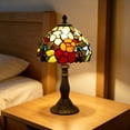 thumbnail image 1 of Tiffany Style Table Lamp,14.5" High Blossoming Antique Stained Glass Lamp for Bedside Living Room Office Decor Home Included LED Bulb, 1 of 5