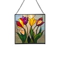 thumbnail image 1 of Tiffany Style Tulip Square Stained Glass Suncatcher – Handmade Floral Hanging Window Panel for Spring, Home, Garden, and Office Décor 47CA19, 1 of 6