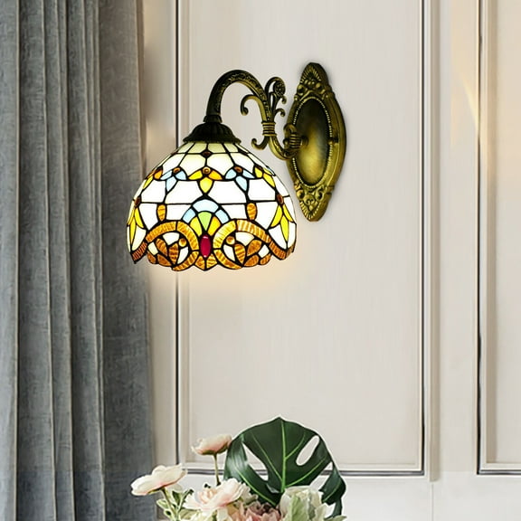 Tiffany Style Wall Sconce Stained Glass Light Art Decor Fixture Wall Mount Lamp